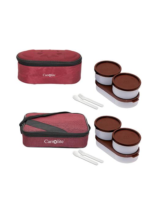 combo browny maroon + metro maroon brown dabbi plastic lunchbox - 15861918 - Very Small Image - 1