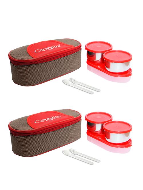 combo summer cool solace red+ brown lunchbox new - 15861956 - Very Small Image - 1