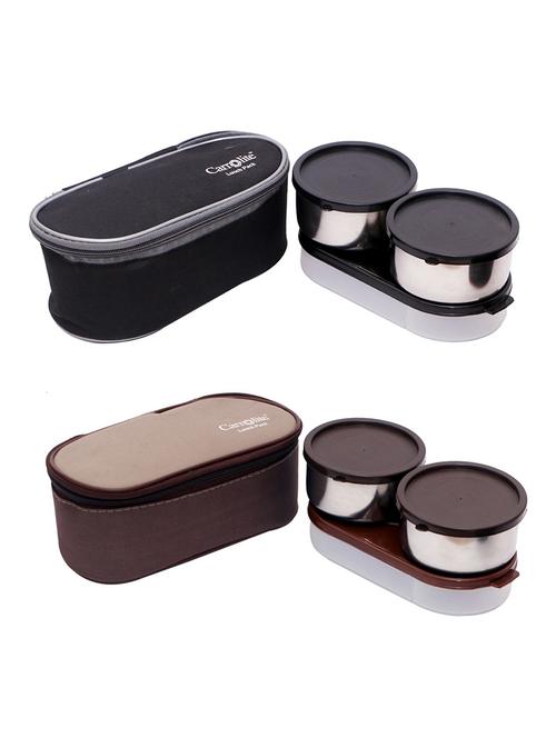combo midnight 3 in 1 black-grey+the brown box 3in1 lunchbox - 15861967 - Very Small Image - 1