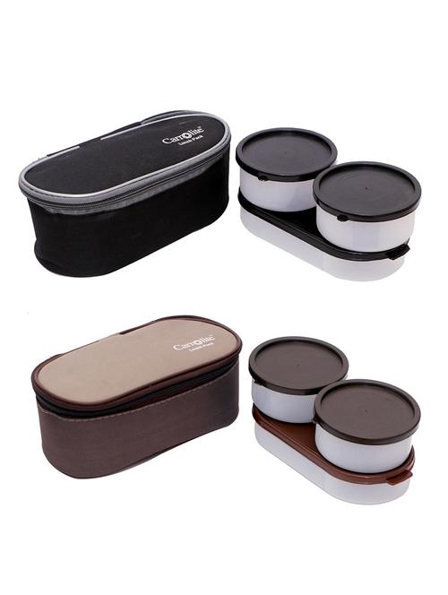 combo midnight 3 in 1 black-grey plastic+the brown box 3in1 plastic lunchbox - 15861976 - Very Small Image - 1