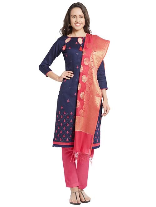 embroidered unstitched pant suit - 15862025 - Very Small Image - 1