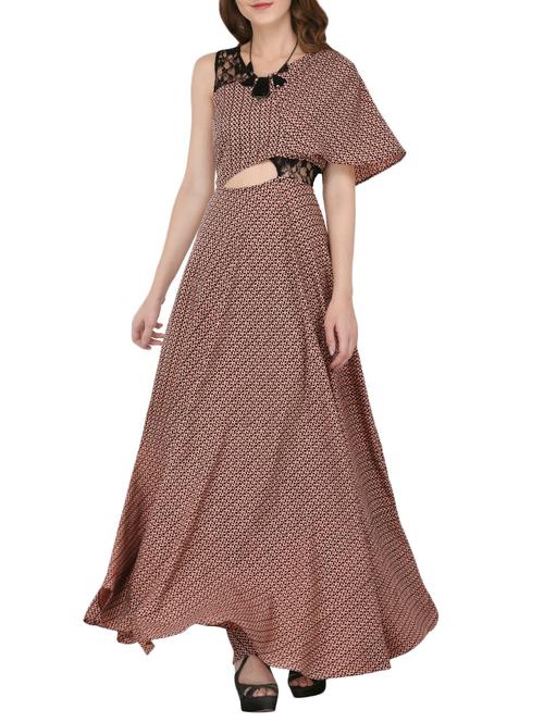 cutout detail flared maxi dress - 15862113 - Very Small Image - 1