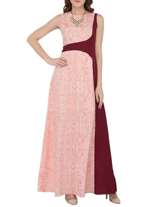 geometric print a-line maxi dress - 15862214 - Very Small Image - 1