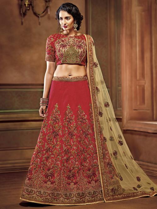 embroidered flared lehenga - 15862251 - Very Small Image - 1