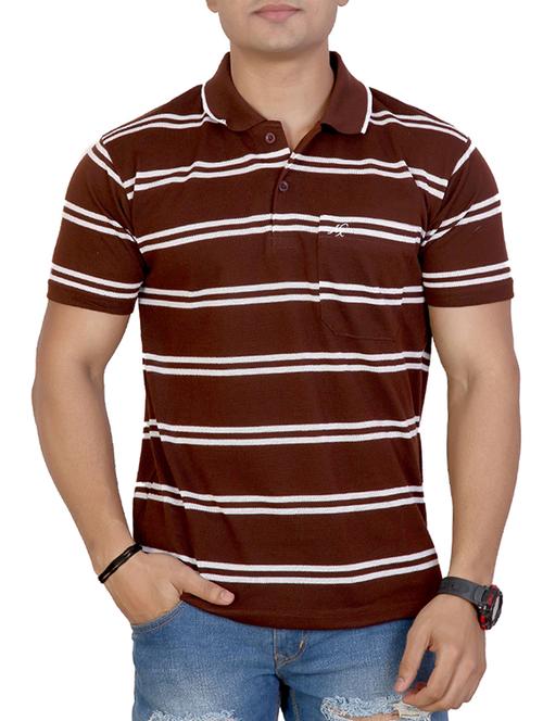 brown striped pocket t-shirt - 15862409 - Very Small Image - 1
