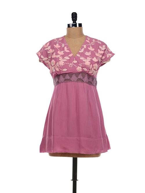 purple pink embroidered tunic - 15863 - Very Small Image - 1