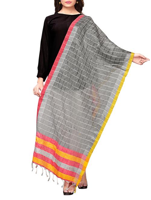 linen checkered dupatta - 15863572 - Very Small Image - 1