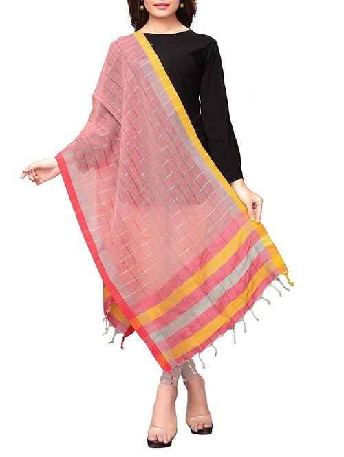 linen checkered dupatta - 15863575 - Very Small Image - 1