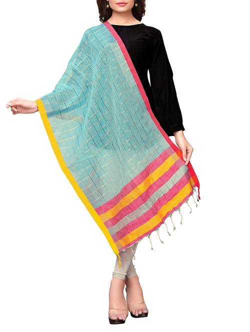 linen checkered dupatta - 15863576 - Very Small Image - 1