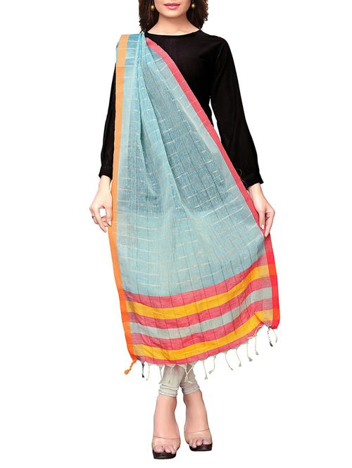 linen checkered dupatta - 15863577 - Very Small Image - 1