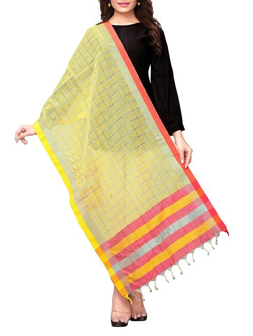 linen checkered dupatta - 15863578 - Very Small Image - 1