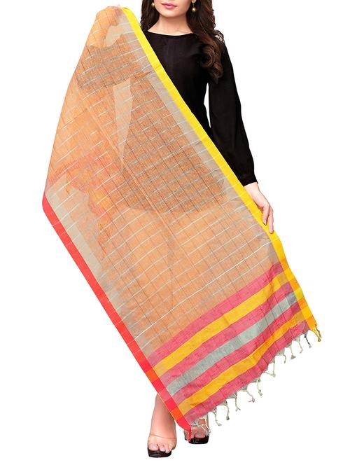 linen checkered dupatta - 15863579 - Very Small Image - 1
