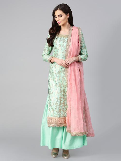 self-design unstitched sharara suit - 15863613 - Very Small Image - 1