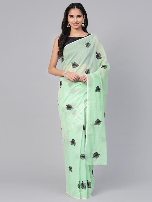 conversational embroidered pista green saree with blouse - 15863619 - Very Small Image - 1