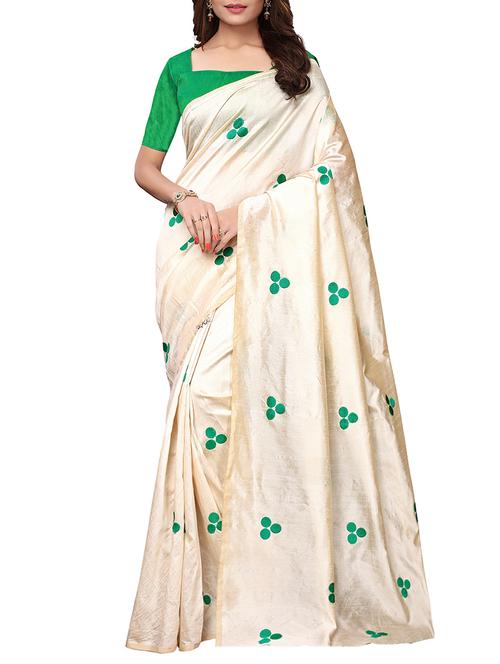 ivory polka dots embroidered saree with blouse - 15863653 - Very Small Image - 1
