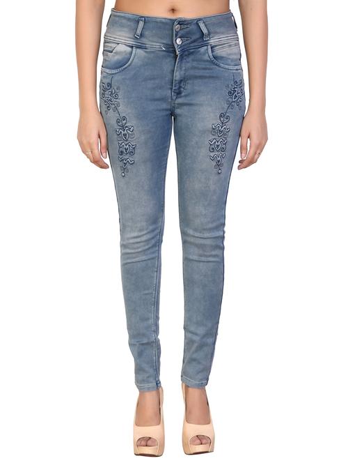 button-up embroidered slim fit jeans - 15863660 - Very Small Image - 1