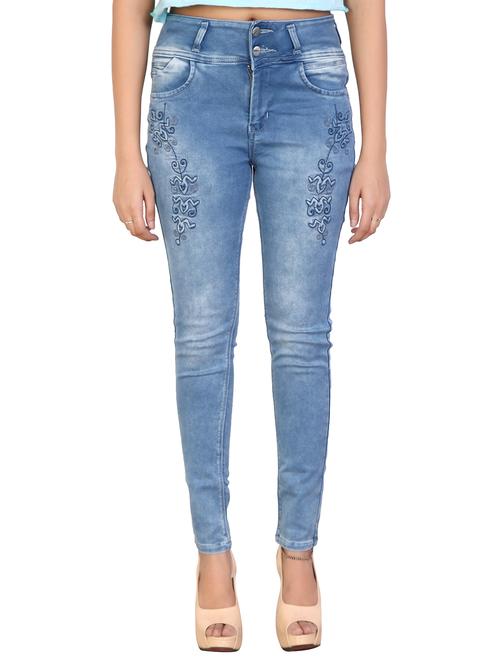 button-up embroidered slim fit jeans - 15863662 - Very Small Image - 1