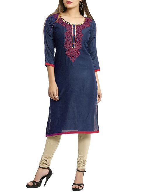embroidered straight kurta - 15863967 - Very Small Image - 1