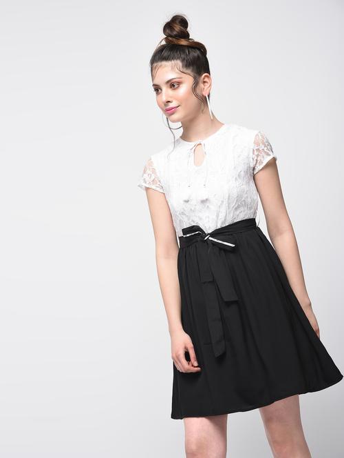 tie-front laced a-line dress - 15864342 - Very Small Image - 1