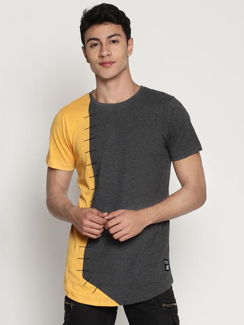 grey color block t-shirt - 15865158 - Very Small Image - 1