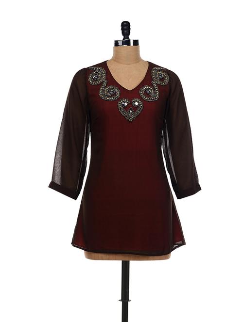 wine embellished tunic - 15866 - Very Small Image - 1