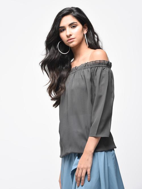 off shoulder blouson top - 15866263 - Very Small Image - 1