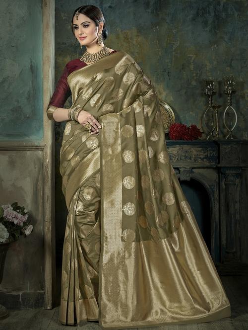 jacquard woven saree with blouse - 15867221 - Very Small Image - 1