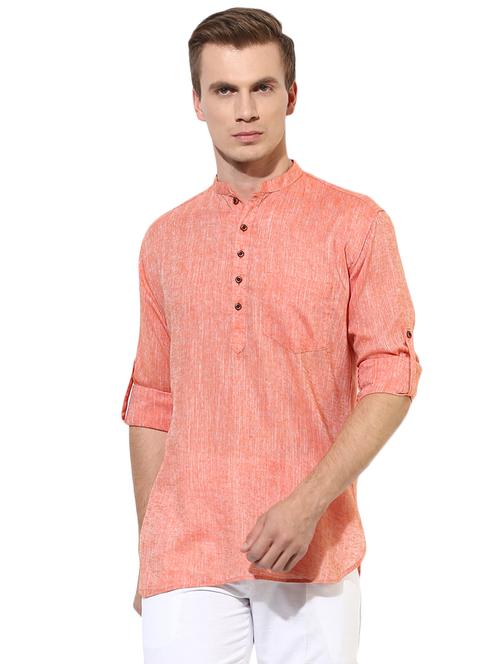 orange solid short kurta - 15867298 - Very Small Image - 1