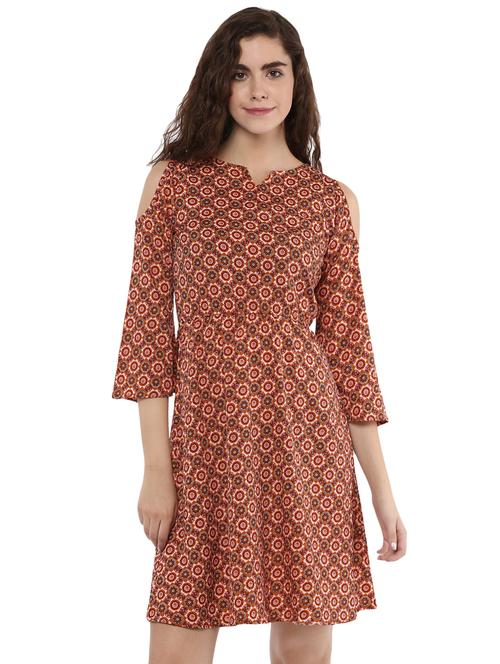 cold shoulder a-line dress - 15867970 - Very Small Image - 1