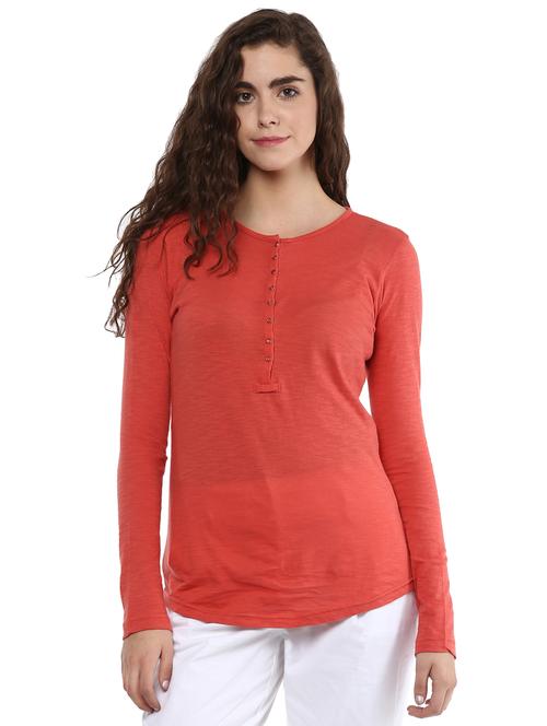 curved hem henley tee - 15868040 - Very Small Image - 1