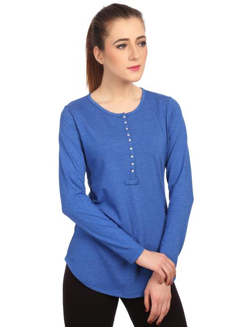 curved hem henley tee - 15868054 - Very Small Image - 1