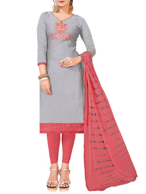 embroidered unstitched churidaar suit - 15868404 - Very Small Image - 1