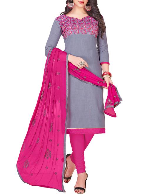 embroidered unstitched churidaar suit - 15868411 - Very Small Image - 1