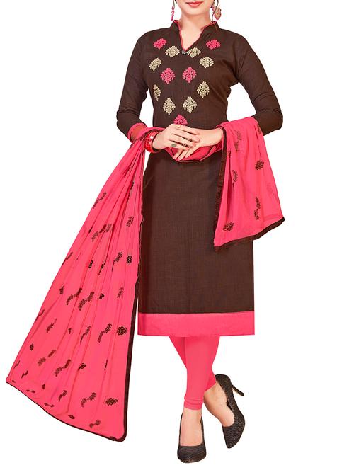 embroidered unstitched churidaar suit - 15868431 - Very Small Image - 1