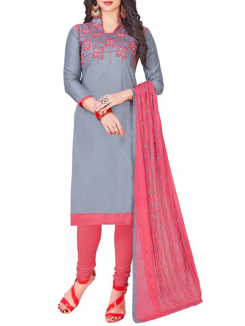 embroidered unstitched churidaar suit - 15868433 - Very Small Image - 1