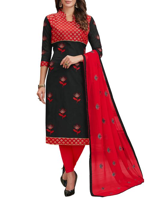embroidered unstitched churidaar suit - 15868443 - Very Small Image - 1