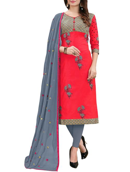 embroidered unstitched churidaar suit - 15868447 - Very Small Image - 1