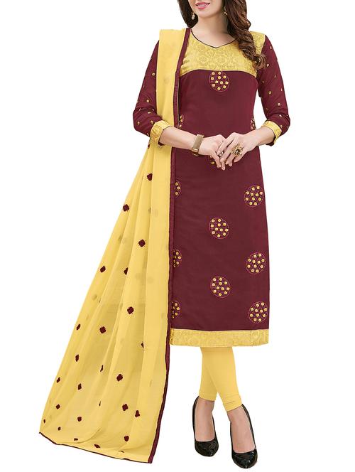 embroidered unstitched churidaar suit - 15868451 - Very Small Image - 1