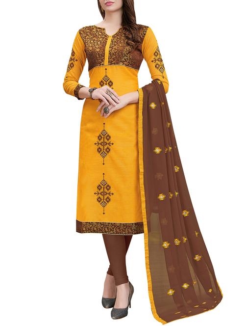 embroidered unstitched churidaar suit - 15868454 - Very Small Image - 1