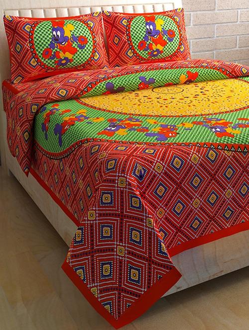 cotton double bed sheet with 2 pillow covers - 15868467 - Very Small Image - 1