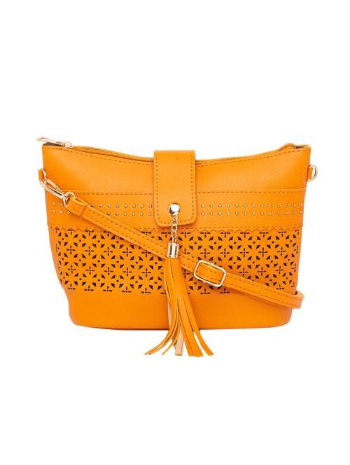 orange leatherette (pu) sling bag - 15869057 - Very Small Image - 1