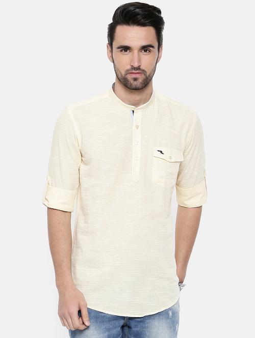 yellow cotton short kurta - 15869364 - Very Small Image - 1