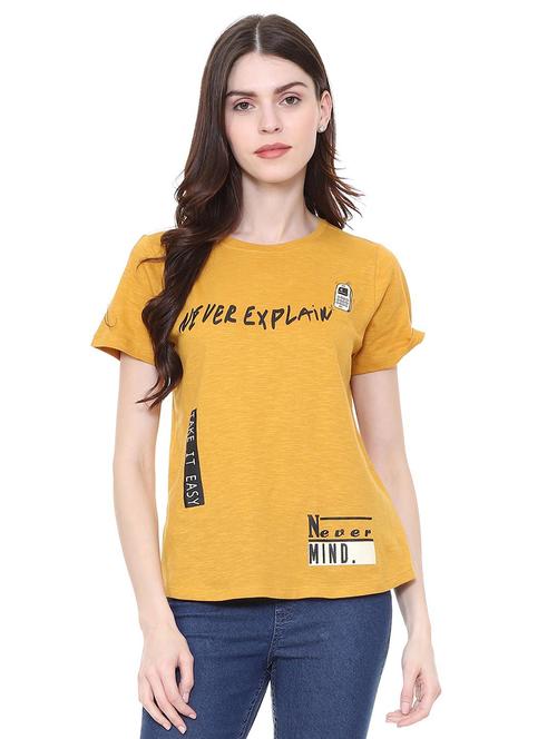 canary yellow slogan print tee - 15870171 - Very Small Image - 1