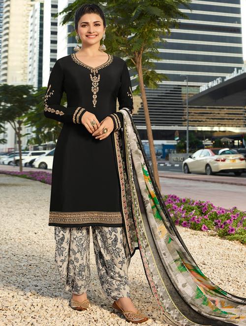 embroidered semi-stitched patiyala suit - 15870415 - Very Small Image - 1