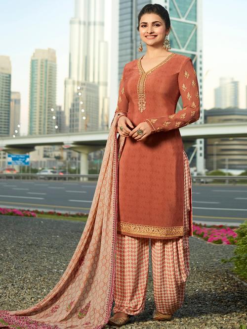 embroidered semi-stitched patiyala suit - 15870417 - Very Small Image - 1