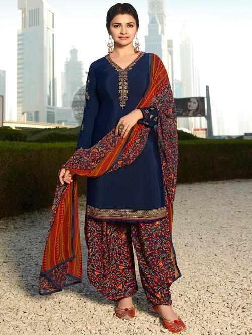 embroidered semi-stitched patiyala suit - 15870449 - Very Small Image - 1
