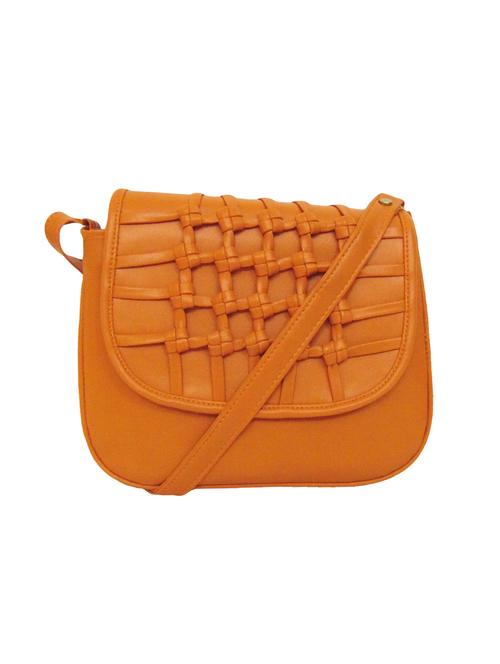 orange leatherette (pu) sling bag - 15870564 - Very Small Image - 1