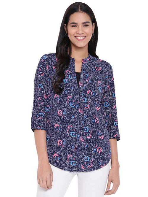 curved hem floral tunic - 15870578 - Very Small Image - 1