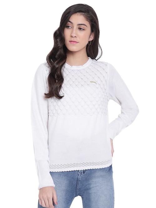crew neck pointelle knit pullover - 15871192 - Very Small Image - 1