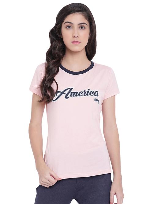 contrast binding letter print tee - 15871204 - Very Small Image - 1